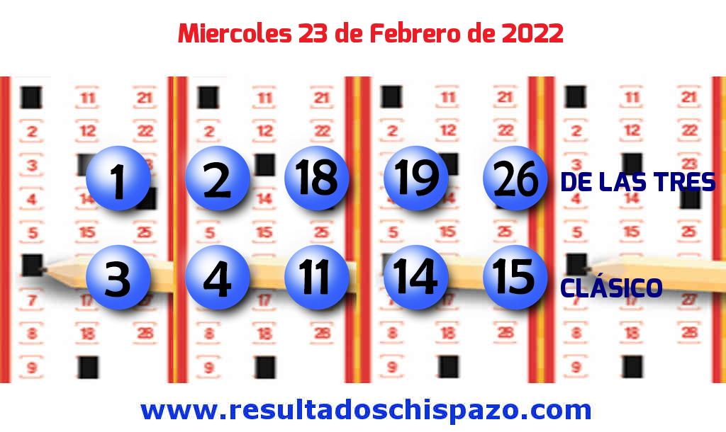 Resultados Chispazo Clásico de hoy Miércoles Boleto del Chispazo Clásico de hoy 2022-02-23.