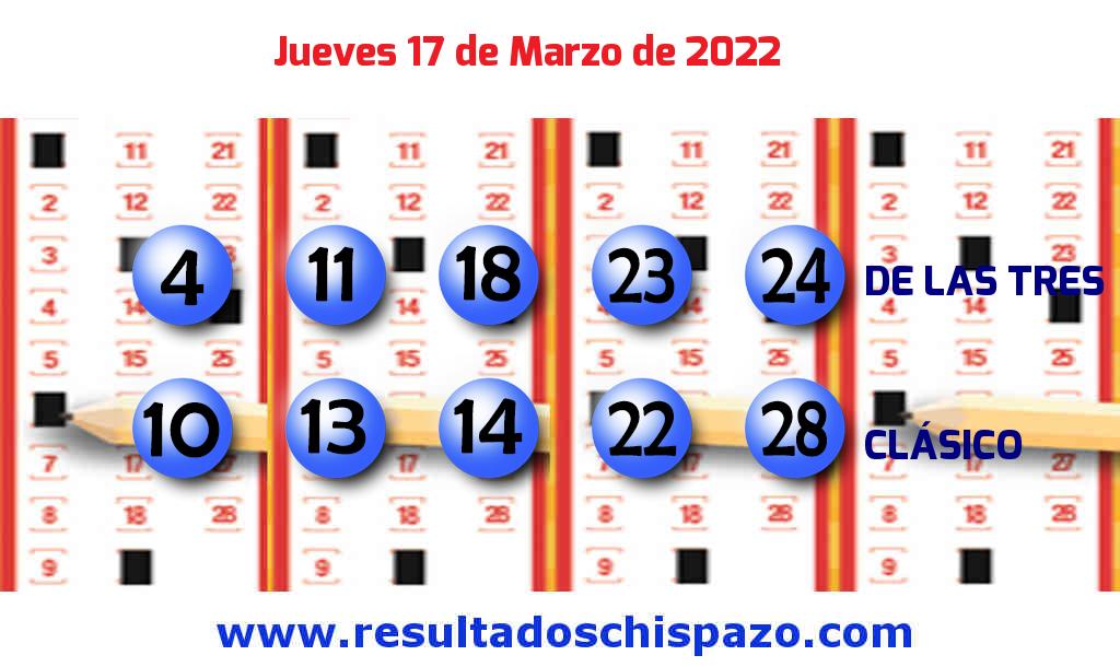 Boleto del Chispazo Clásico de hoy 2022-03-17.