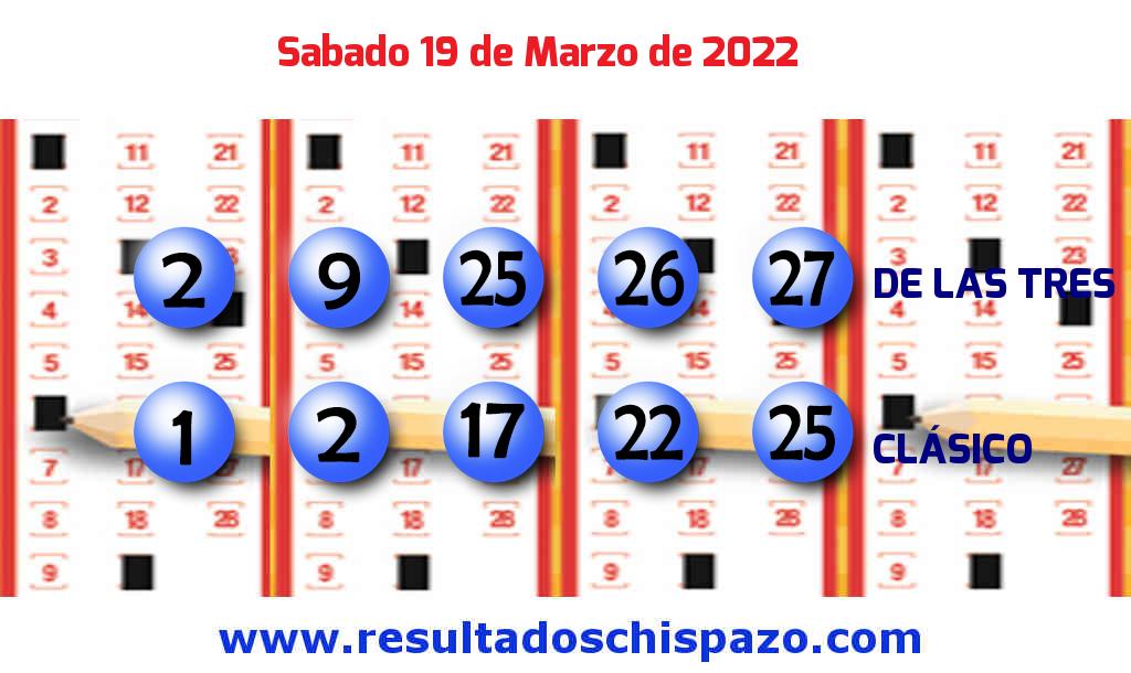 Resultados Chispazo Clásico de hoy Sábado Boleto del Chispazo Clásico de hoy 2022-03-19.