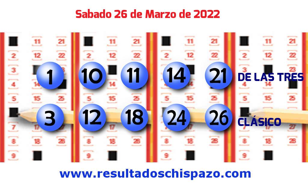 Resultados Chispazo Clásico de hoy Sábado Boleto del Chispazo Clásico de hoy 2022-03-26.
