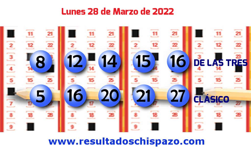Boleto del Chispazo Clásico de hoy 2022-03-28.
