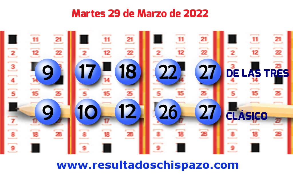 Resultados Chispazo Clásico de hoy Martes Boleto del Chispazo Clásico de hoy 2022-03-29.