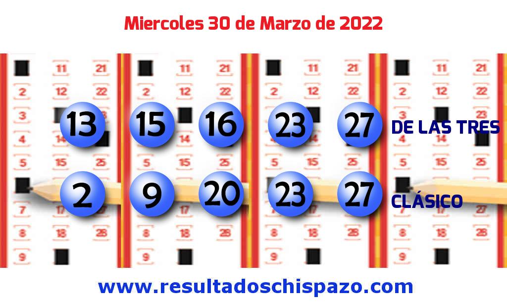 Boleto del Chispazo Clásico de hoy 2022-03-30.