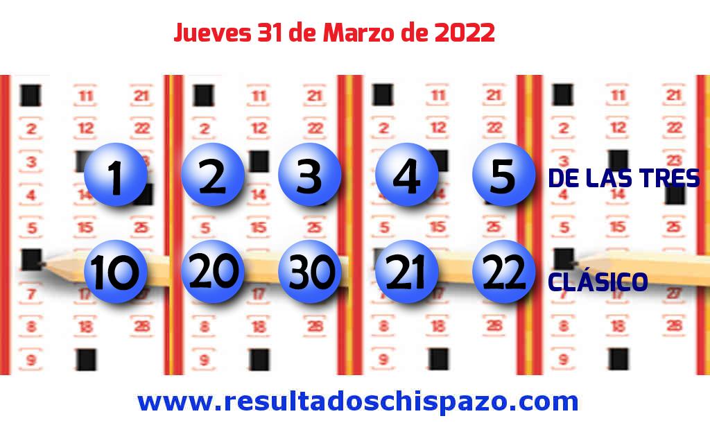 Boleto del Chispazo Clásico de hoy 2022-03-31.