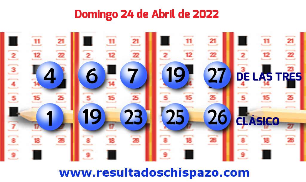 Resultados Chispazo Clásico de hoy Domingo Boleto del Chispazo Clásico de hoy 2022-04-24.