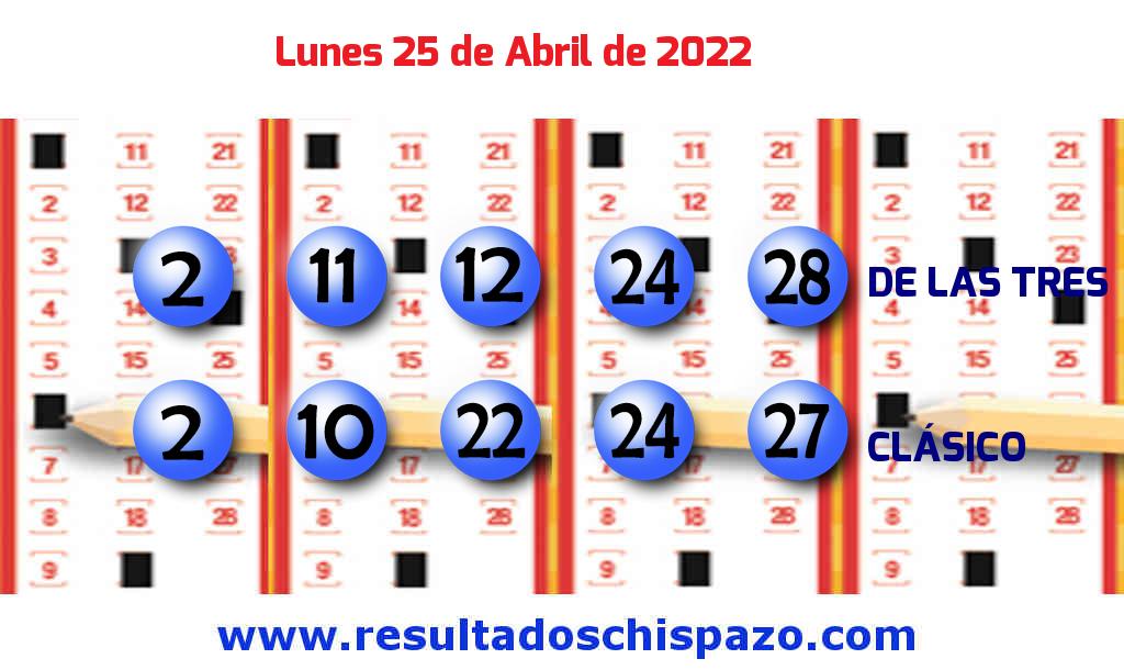 Resultados Chispazo Clásico de hoy Lunes Boleto del Chispazo Clásico de hoy 2022-04-25.