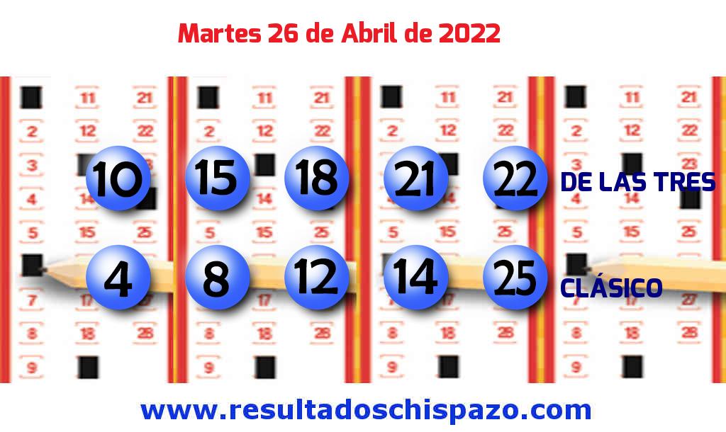 Resultados Chispazo Clásico de hoy Martes Boleto del Chispazo Clásico de hoy 2022-04-26.
