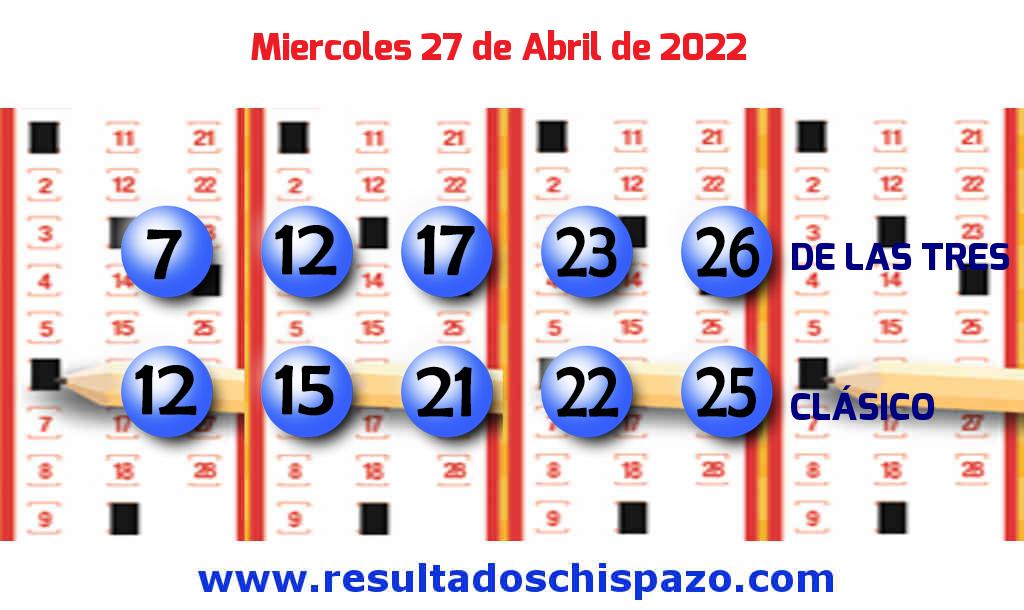 Boleto del Chispazo Clásico de hoy 2022-04-27.