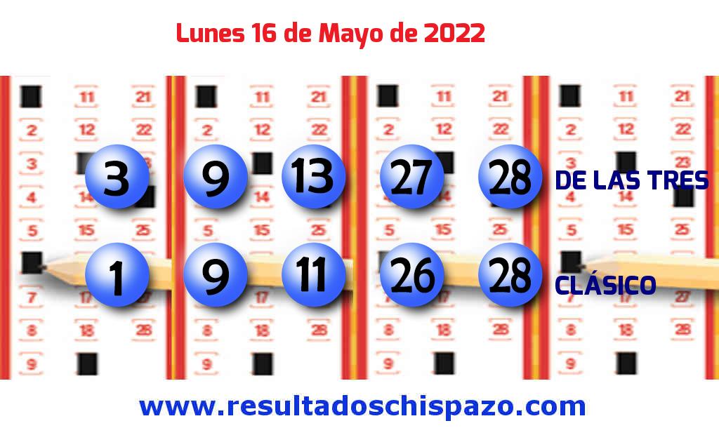 Resultados Chispazo Clásico de hoy Lunes Boleto del Chispazo Clásico de hoy 2022-05-16.