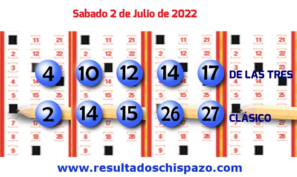 Resultados Chispazo Clásico de hoy Sábado Boleto del Chispazo Clásico de hoy 2022-07-02.