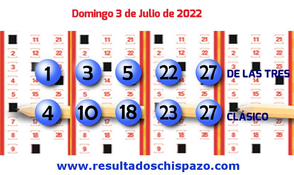 Boleto del Chispazo Clásico de hoy 2022-07-03.