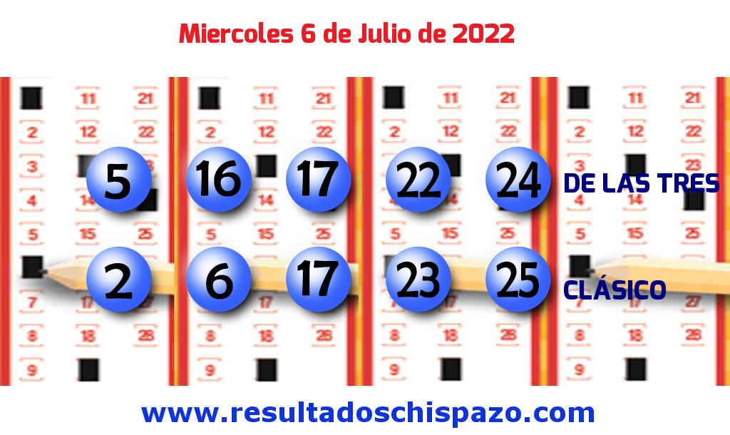Resultados Chispazo Clásico de hoy Miércoles Boleto del Chispazo Clásico de hoy 2022-07-06.