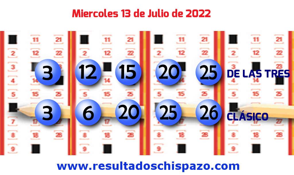 Resultados Chispazo Clásico de hoy Miércoles Boleto del Chispazo Clásico de hoy 2022-07-13.