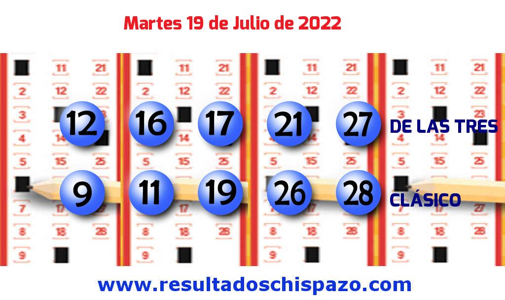 Resultados Chispazo Clásico de hoy Martes Boleto del Chispazo Clásico de hoy 2022-07-19.