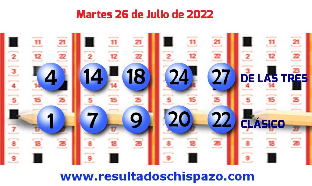 Resultados Chispazo Clásico de hoy Martes Boleto del Chispazo Clásico de hoy 2022-07-26.