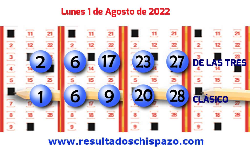 Resultados Chispazo Clásico de hoy Lunes Boleto del Chispazo Clásico de hoy 2022-08-01.