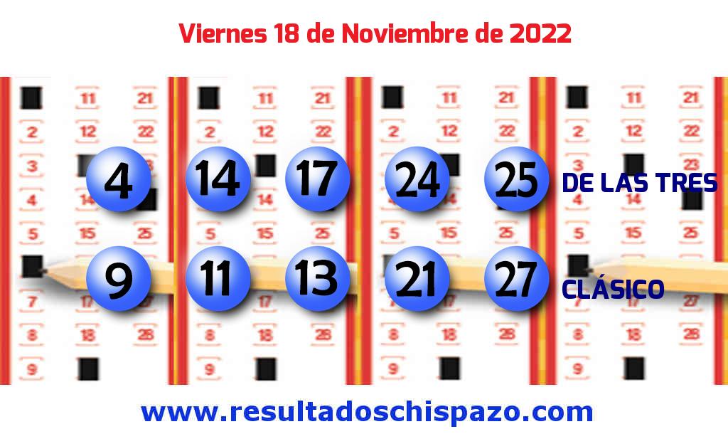 Resultados Chispazo Clásico de hoy Viernes Boleto del Chispazo Clásico de hoy 2022-11-18.
