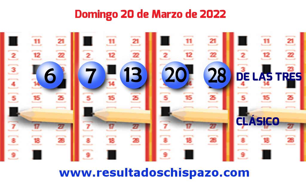 Resultados Chispazo de las 3 de hoy Domingo Boleto del Chispazo de las 3 de hoy 2022-03-20.