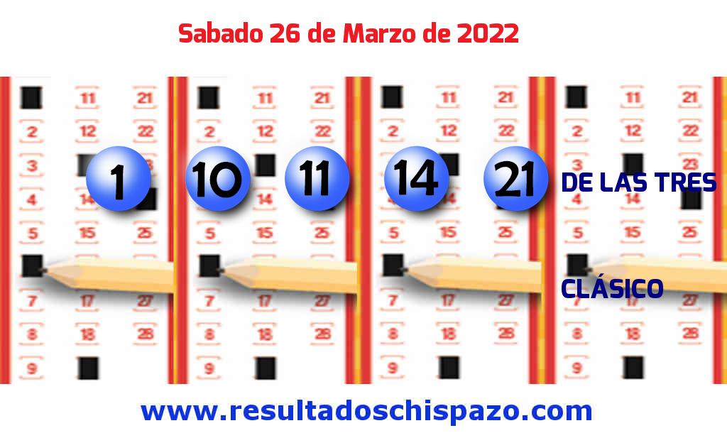 Resultados Chispazo de las 3 de hoy Sábado Boleto del Chispazo de las 3 de hoy 2022-03-26.