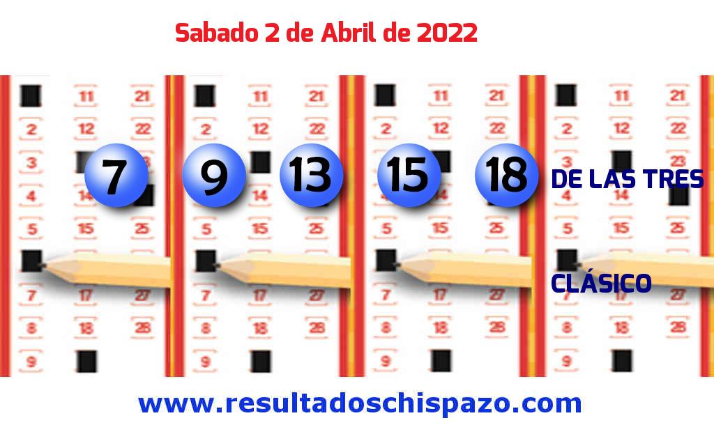 Resultados Chispazo de las 3 de hoy Sábado Boleto del Chispazo de las 3 de hoy 2022-04-02.
