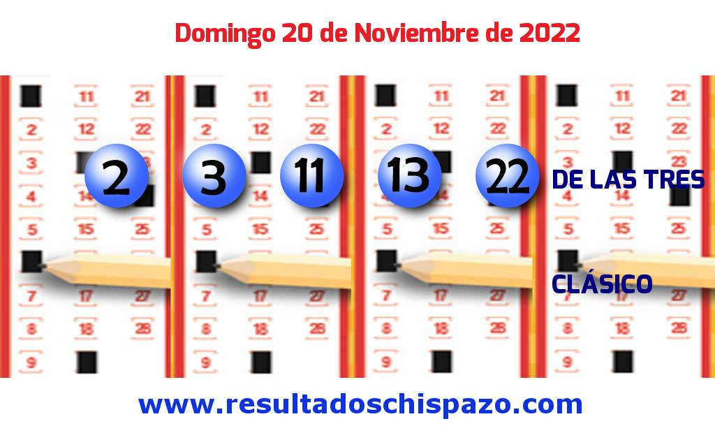 Resultados Chispazo de las 3 de hoy Domingo Boleto del Chispazo de las 3 de hoy 2022-11-20.