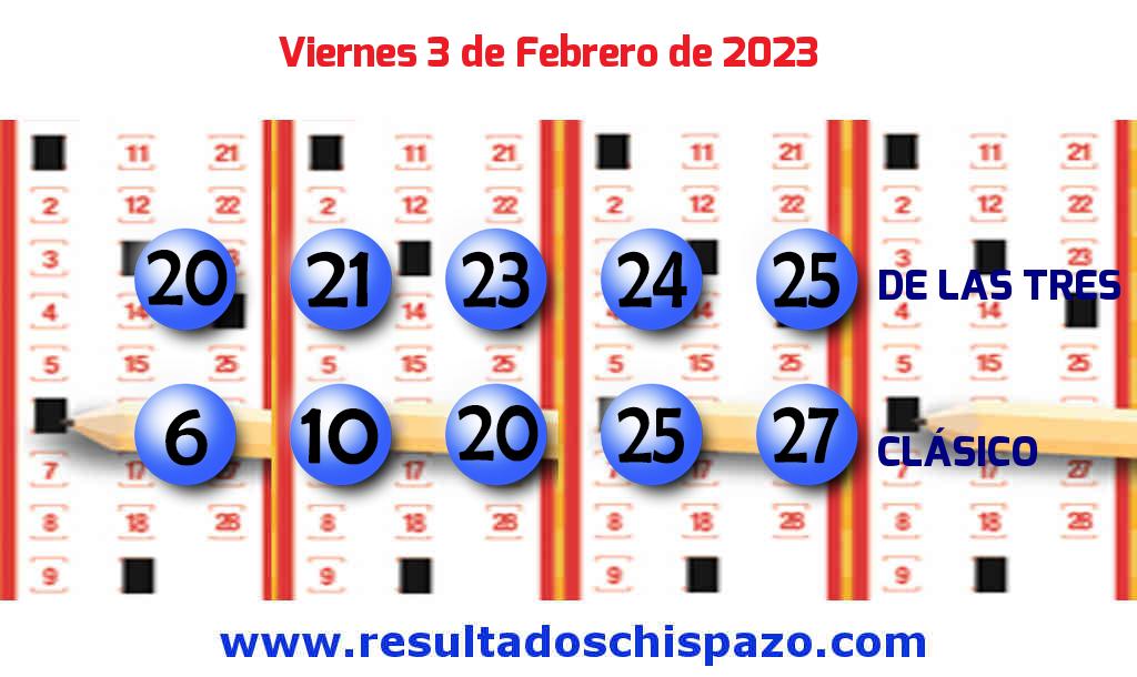Boleto del Chispazo Clásico de hoy 2023-02-03.