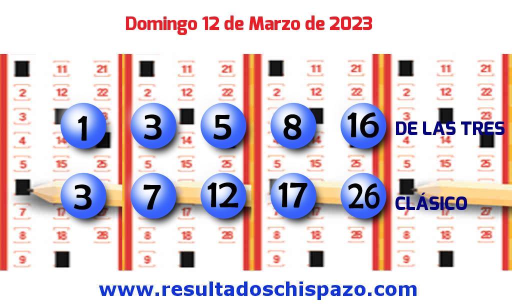Resultados Chispazo Clásico de hoy Domingo Boleto del Chispazo Clásico de hoy 2023-03-12.