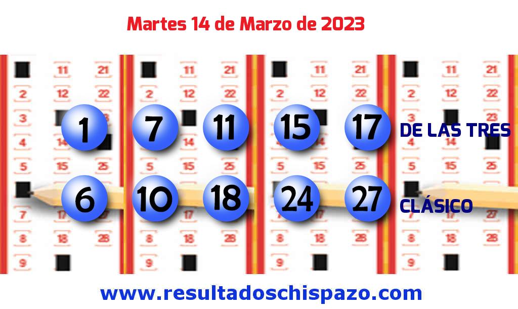 Resultados Chispazo Clásico de hoy Martes Boleto del Chispazo Clásico de hoy 2023-03-14.