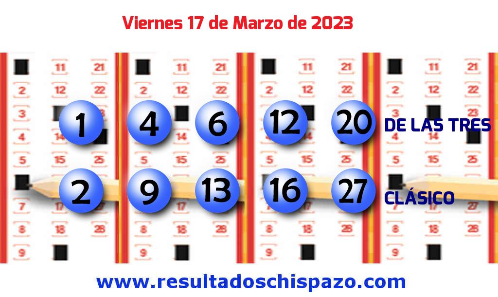 Boleto del Chispazo Clásico de hoy 2023-03-17.