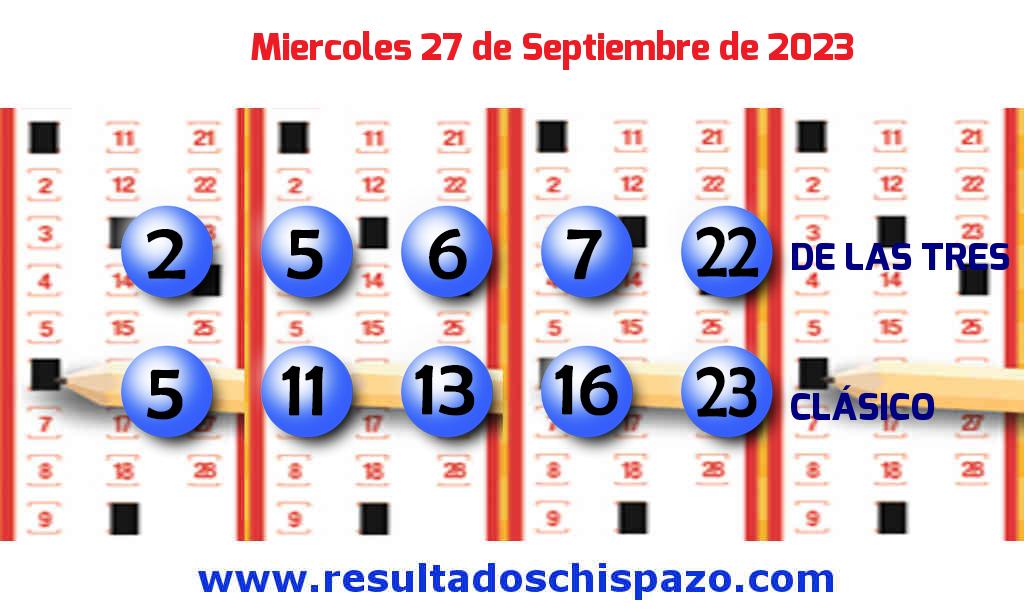 Resultados Chispazo Clásico de hoy Miércoles Boleto del Chispazo Clásico de hoy 2023-09-27.