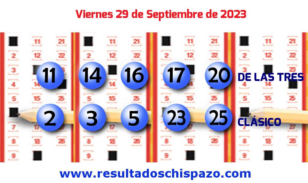 Resultados Chispazo Clásico de hoy Viernes Boleto del Chispazo Clásico de hoy 2023-09-29.