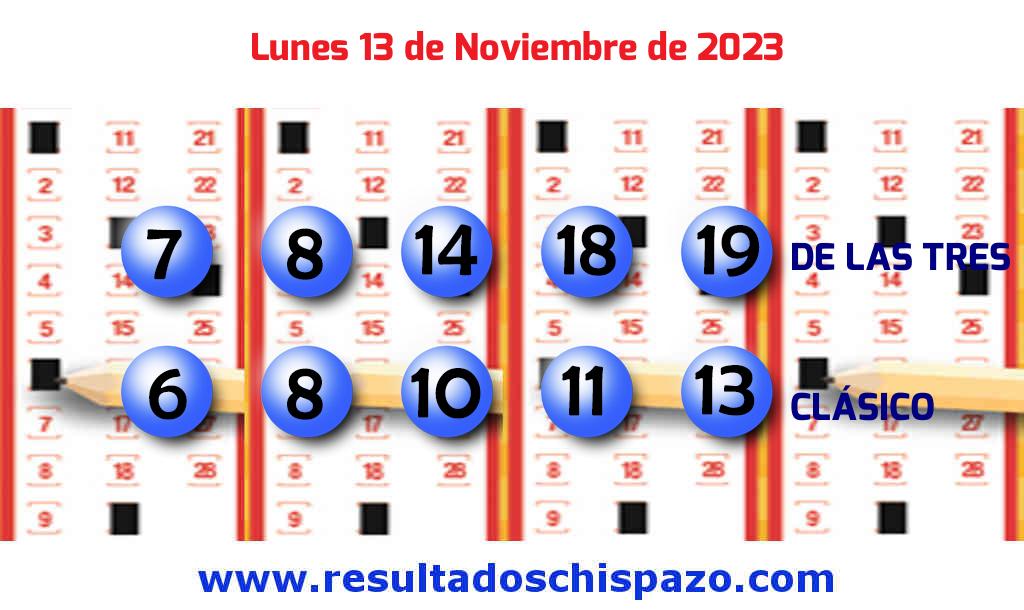 Resultados Chispazo Clásico de hoy Lunes Boleto del Chispazo Clásico de hoy 2023-11-13.