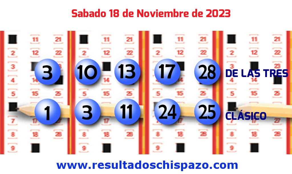 Resultados Chispazo Clásico de hoy Sábado Boleto del Chispazo Clásico de hoy 2023-11-18.