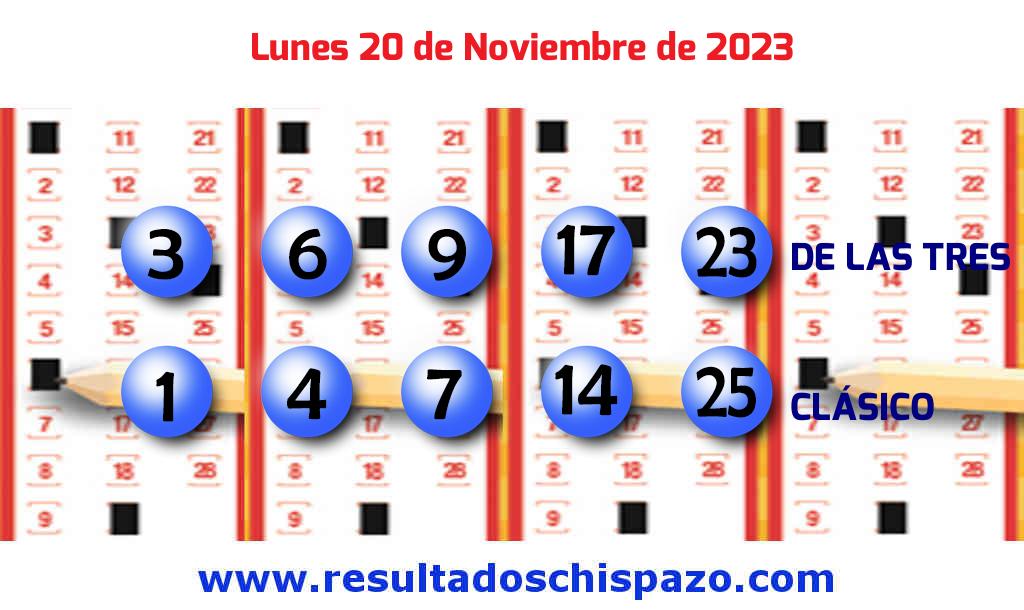 Resultados Chispazo Clásico de hoy Lunes Boleto del Chispazo Clásico de hoy 2023-11-20.