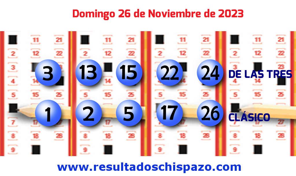 Boleto del Chispazo Clásico de hoy 2023-11-26.