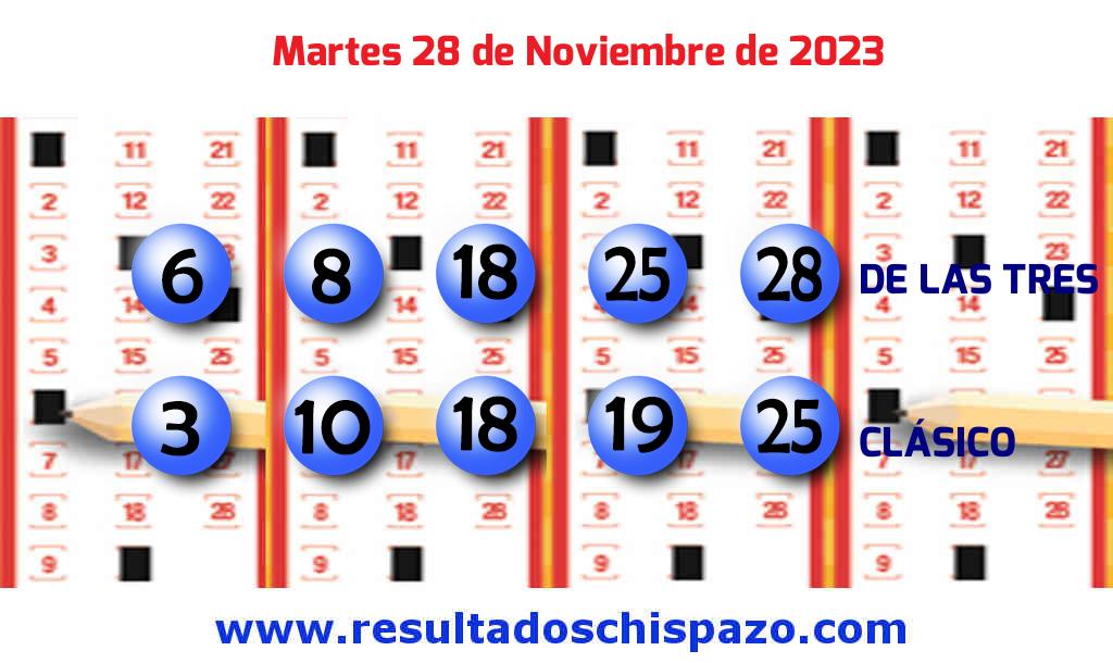 Boleto del Chispazo Clásico de hoy 2023-11-28.