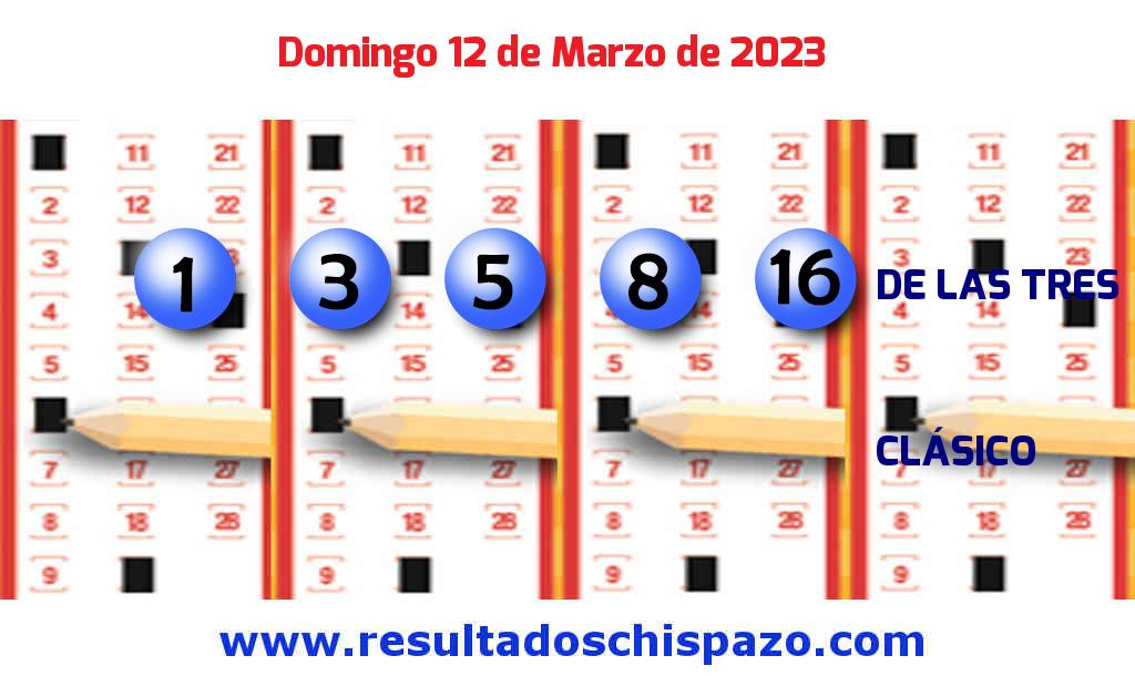 Resultados Chispazo de las 3 de hoy Domingo Boleto del Chispazo de las 3 de hoy 2023-03-12.