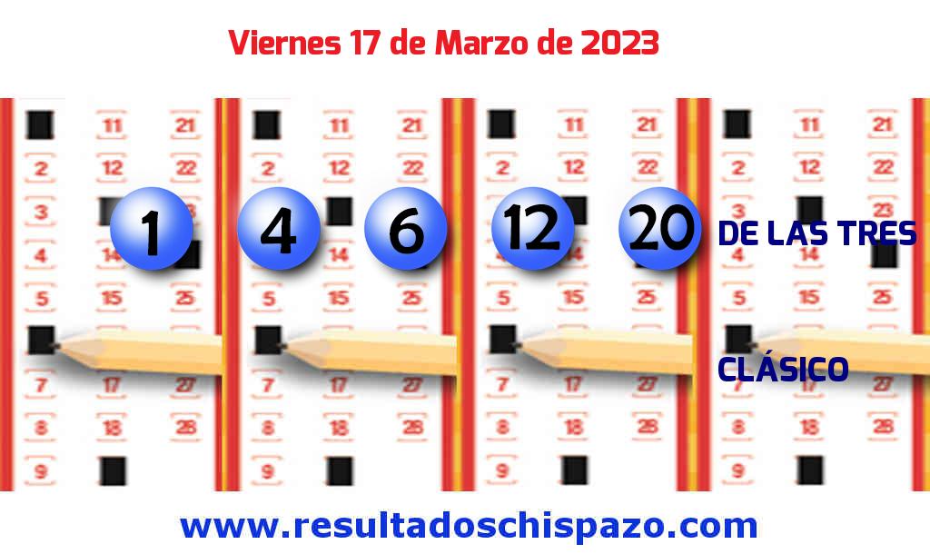 Resultados Chispazo de las 3 de hoy Viernes Boleto del Chispazo de las 3 de hoy 2023-03-17.
