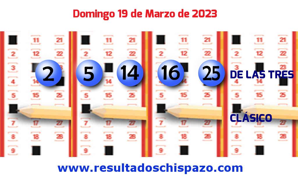 Resultados Chispazo de las 3 de hoy Domingo Boleto del Chispazo de las 3 de hoy 2023-03-19.