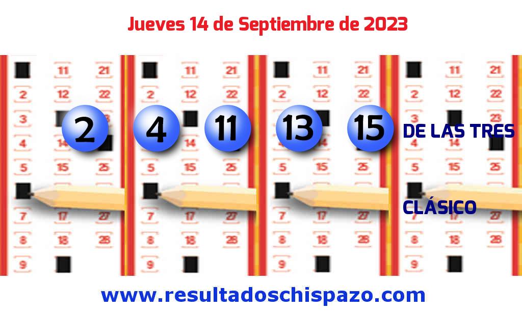 Resultados Chispazo de las 3 de hoy Jueves Boleto del Chispazo de las 3 de hoy 2023-09-14.