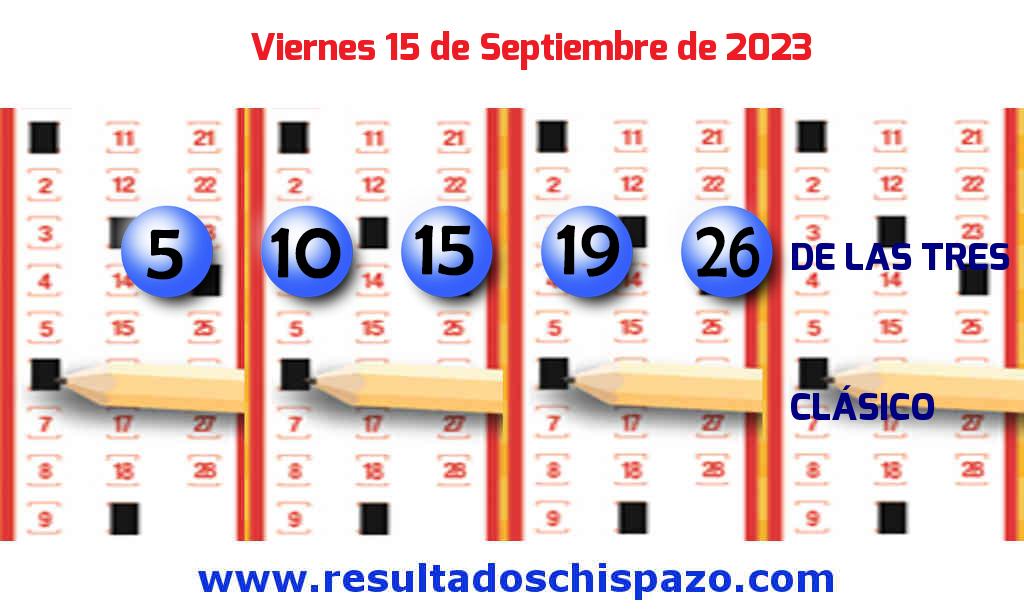 Resultados Chispazo de las 3 de hoy Viernes Boleto del Chispazo de las 3 de hoy 2023-09-15.