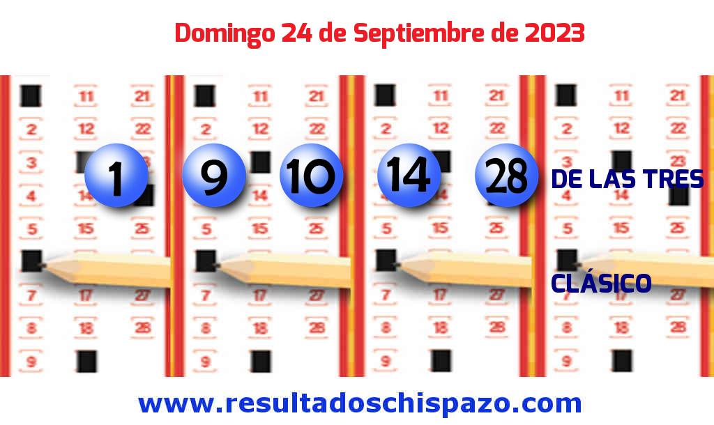 Resultados Chispazo de las 3 de hoy Domingo Boleto del Chispazo de las 3 de hoy 2023-09-24.