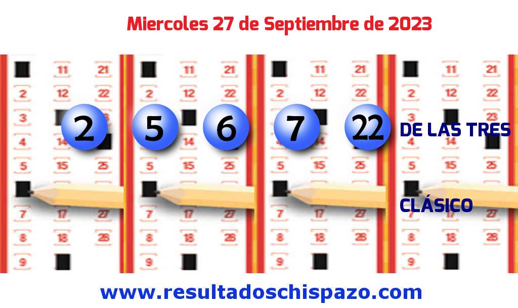 Resultados Chispazo de las 3 de hoy Miércoles Boleto del Chispazo de las 3 de hoy 2023-09-27.
