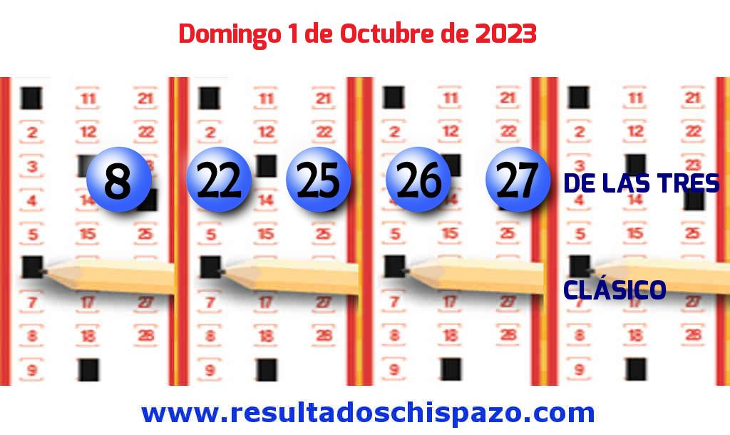 Resultados Chispazo de las 3 de hoy Domingo Boleto del Chispazo de las 3 de hoy 2023-10-01.
