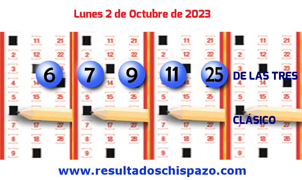 Resultados Chispazo de las 3 de hoy Lunes Boleto del Chispazo de las 3 de hoy 2023-10-02.