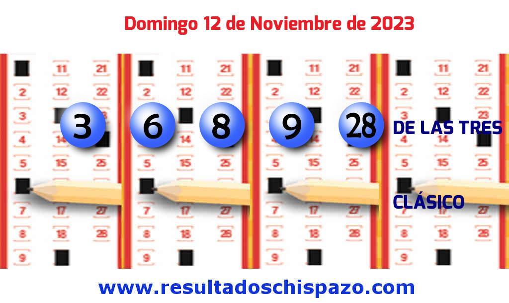 Resultados Chispazo de las 3 de hoy Domingo Boleto del Chispazo de las 3 de hoy 2023-11-12.