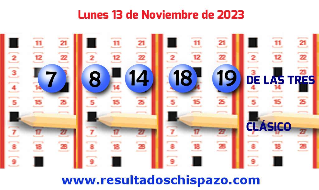 Resultados Chispazo de las 3 de hoy Lunes Boleto del Chispazo de las 3 de hoy 2023-11-13.