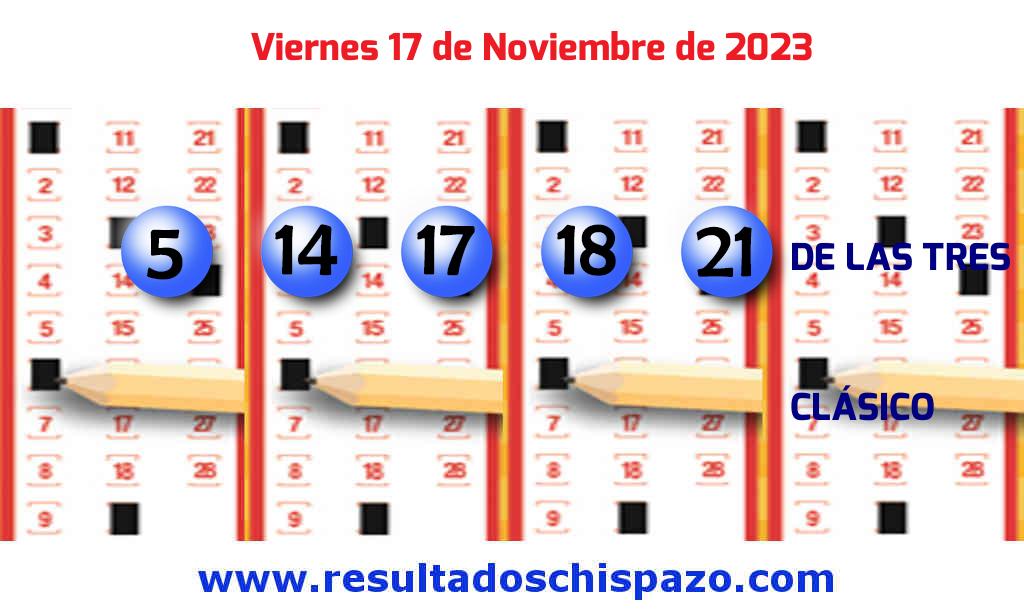 Resultados Chispazo de las 3 de hoy Viernes Boleto del Chispazo de las 3 de hoy 2023-11-17.