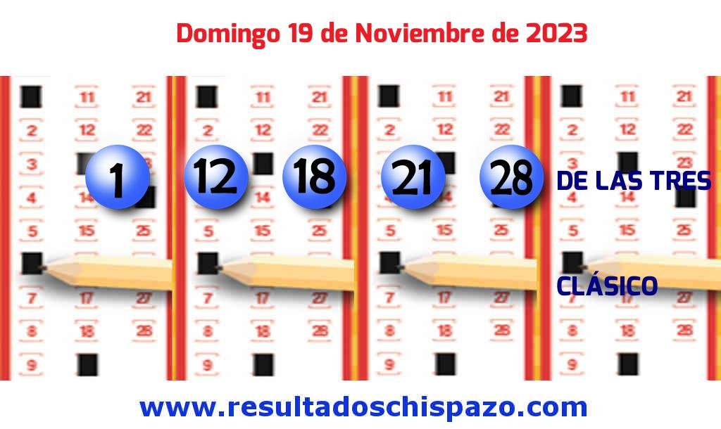 Resultados Chispazo de las 3 de hoy Domingo Boleto del Chispazo de las 3 de hoy 2023-11-19.