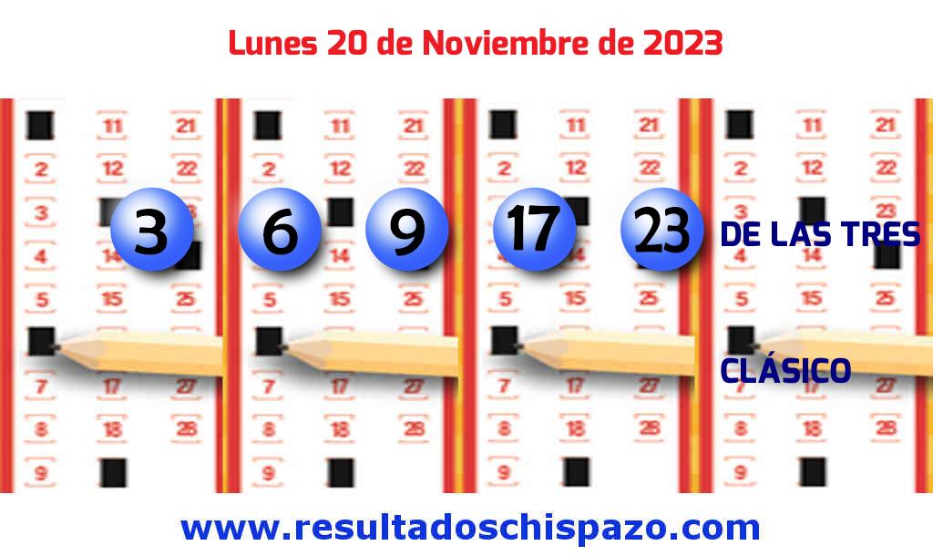 Resultados Chispazo de las 3 de hoy Lunes Boleto del Chispazo de las 3 de hoy 2023-11-20.